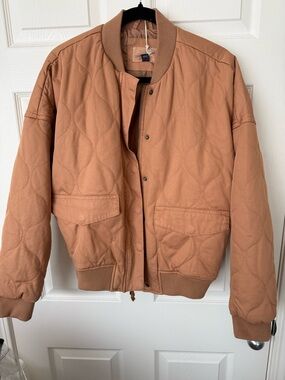 Target Quilted Bomber Jacket in Tan Brown